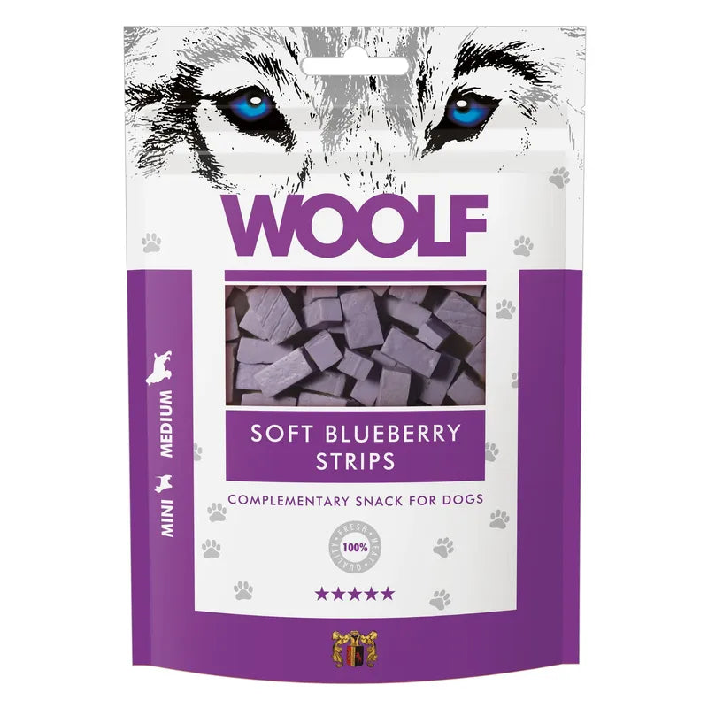 Woolf soft blueberry strips 100gr