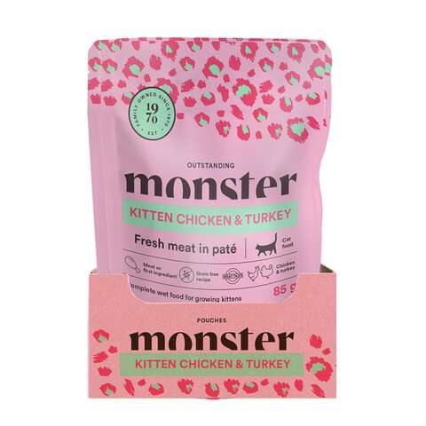 Monster Cat Pouches Kitten Ch/Turk 85gr