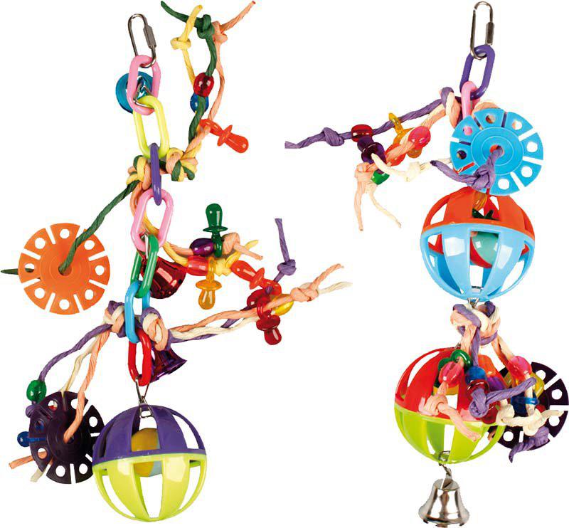 Fågellek Parakit Ball With Strings 16X30Cm