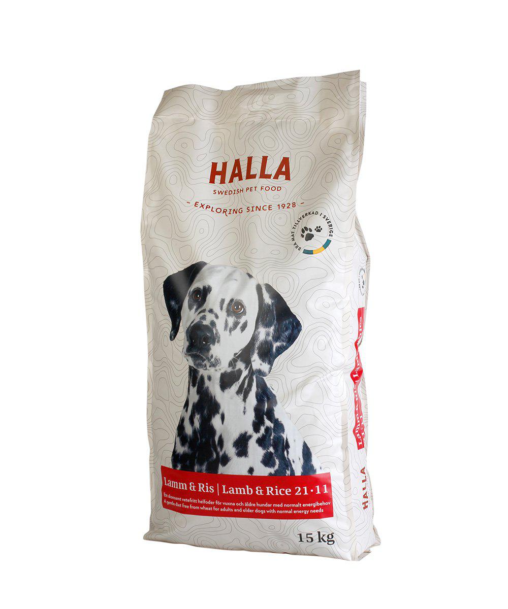 Hundfoder Halla Lamm & Ris 21-11 15Kg