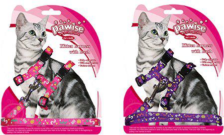 Kattsele Med Koppel120Cm Mix Färg Lila/Rosa
