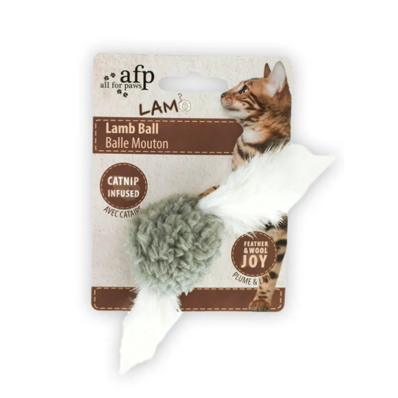 Lammboll Med Fjädrar & Catnip 5Cm Mix Färg Kvittrande