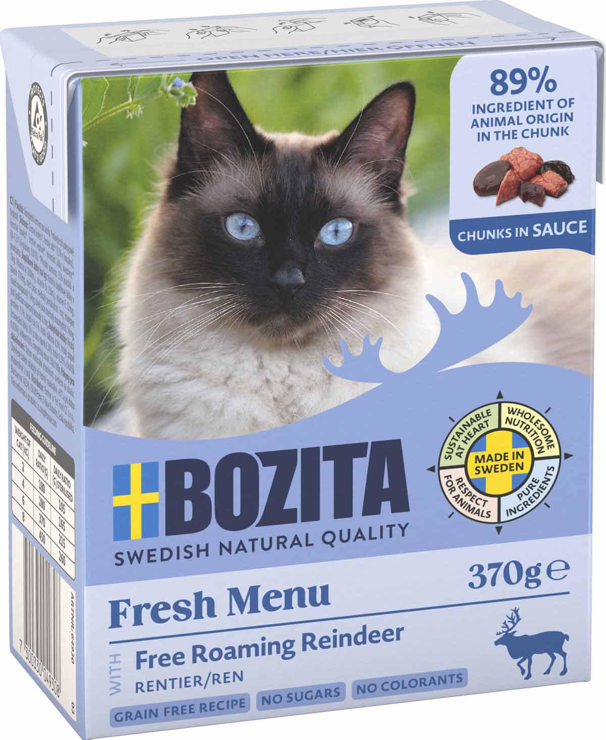 Bozita Bitar I Sås Med Ren 370Gr Tetra Recart