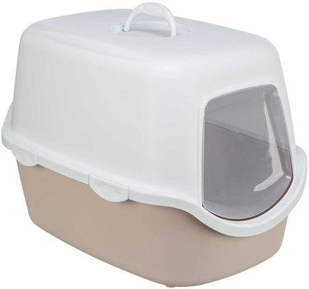 Kattlåda Vico med tak&lucka 40×40×56 cm, blush/vit