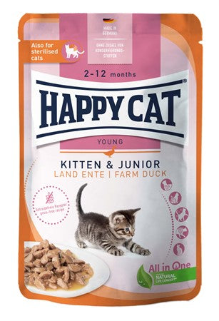 HappyCat våt/sås Kitten&Junior Anka 85gr