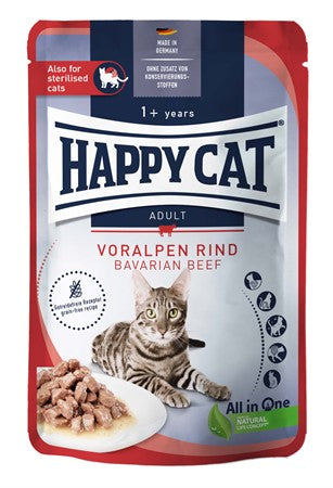HappyCat våt/sås, nötkött, (rind) 85 gr