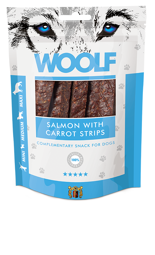 SALMON WITH CARROT STRIPS | Woolfsnacks