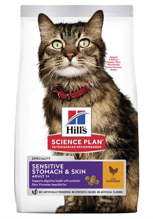 SP Hills Feline Sen.Stomach & Skin Chicken Adult 1+ 1.5kg