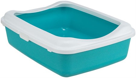 Kattlåda Classic m kant 37x15x47cm Petrol/vit