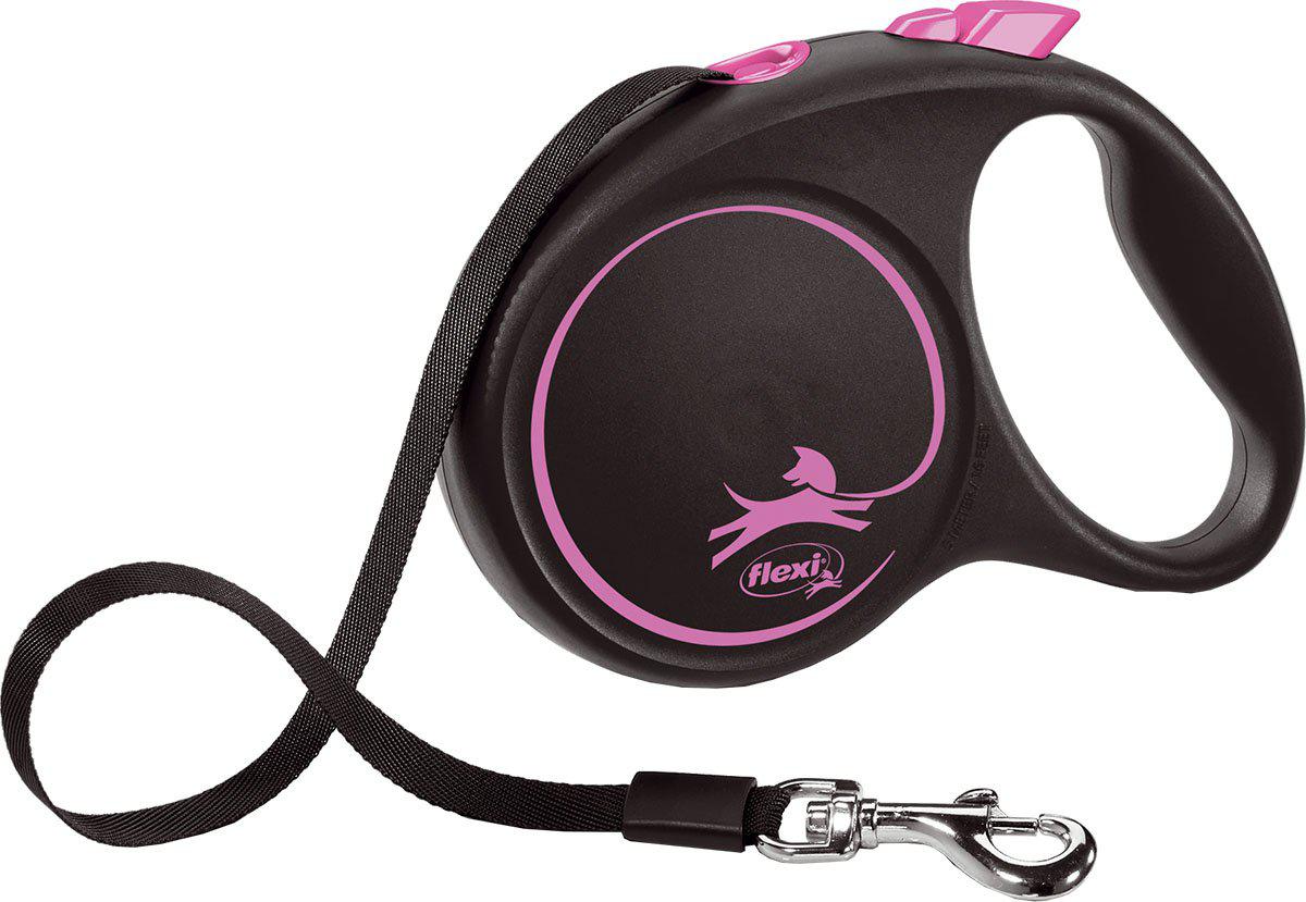 Flexi Koppel Black Design M 5M Band Rosa Max25Kg