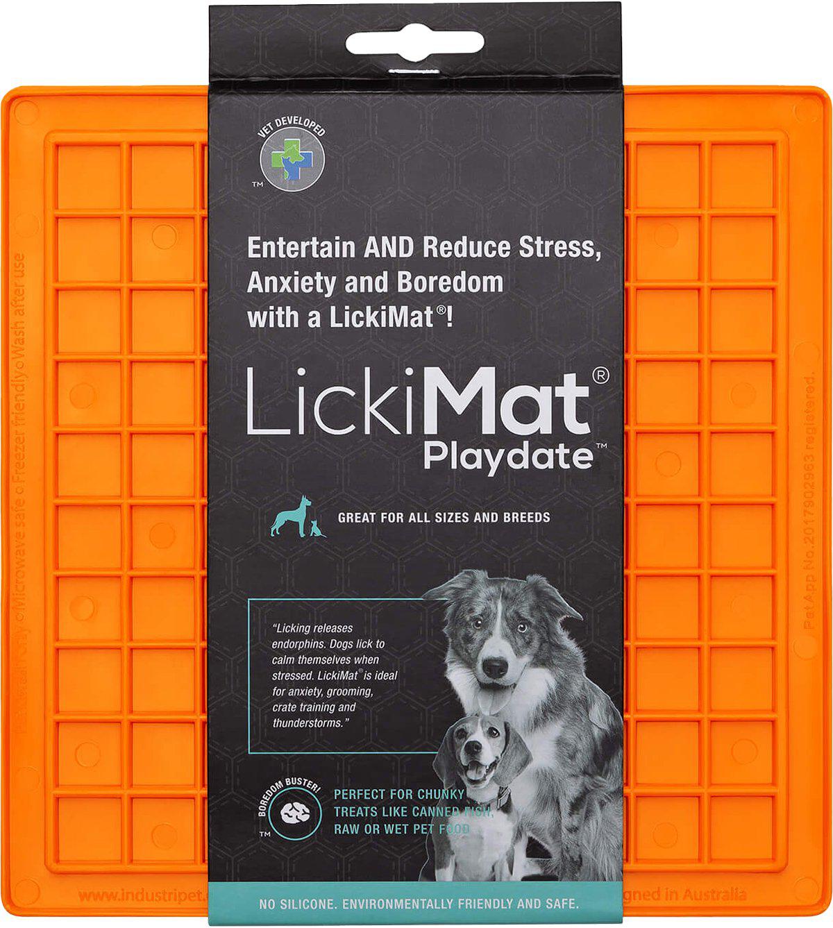 Hundskål Lickimat Playdate Orange 20X20Cm