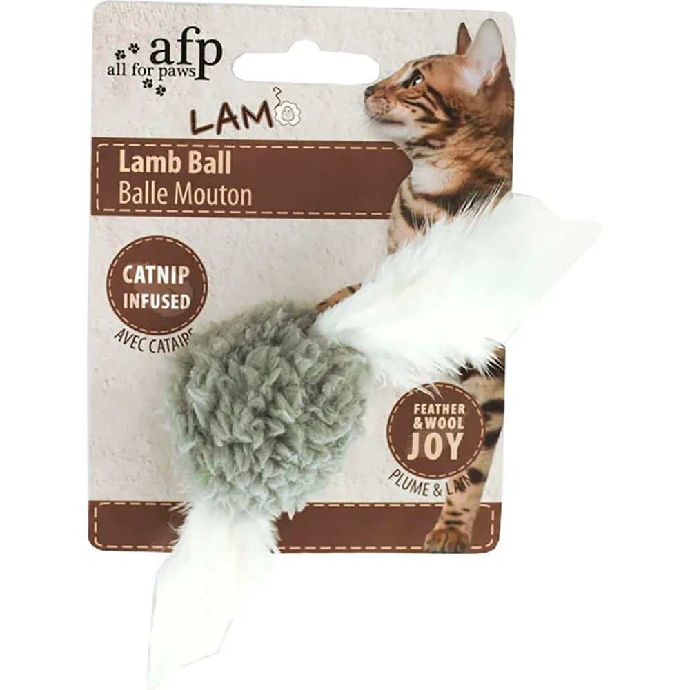 Lammboll Med Fjädrar & Catnip 5Cm Mix Färg Kvittrande