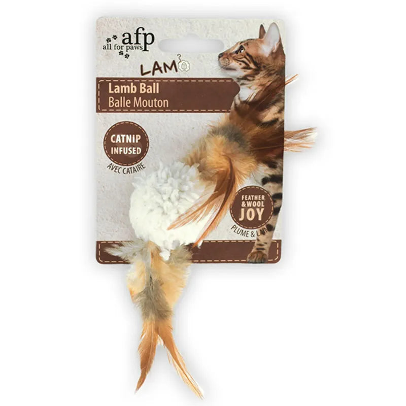 Lammboll Med Fjädrar & Catnip 5Cm Mix Färg Kvittrande