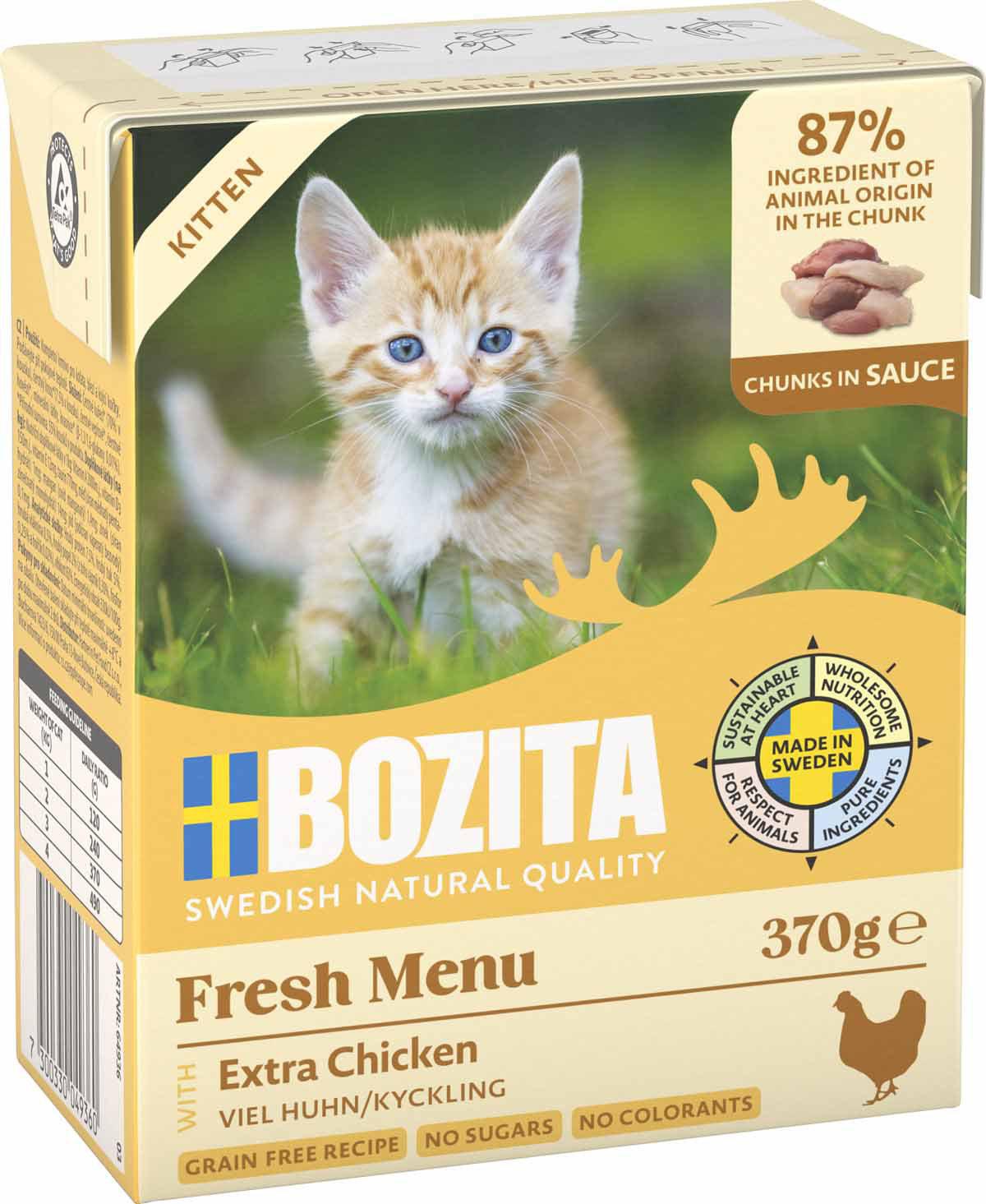 BOZITA BITAR I SÅS MED KYCKLING KITTEN 370GR TETRA RECART