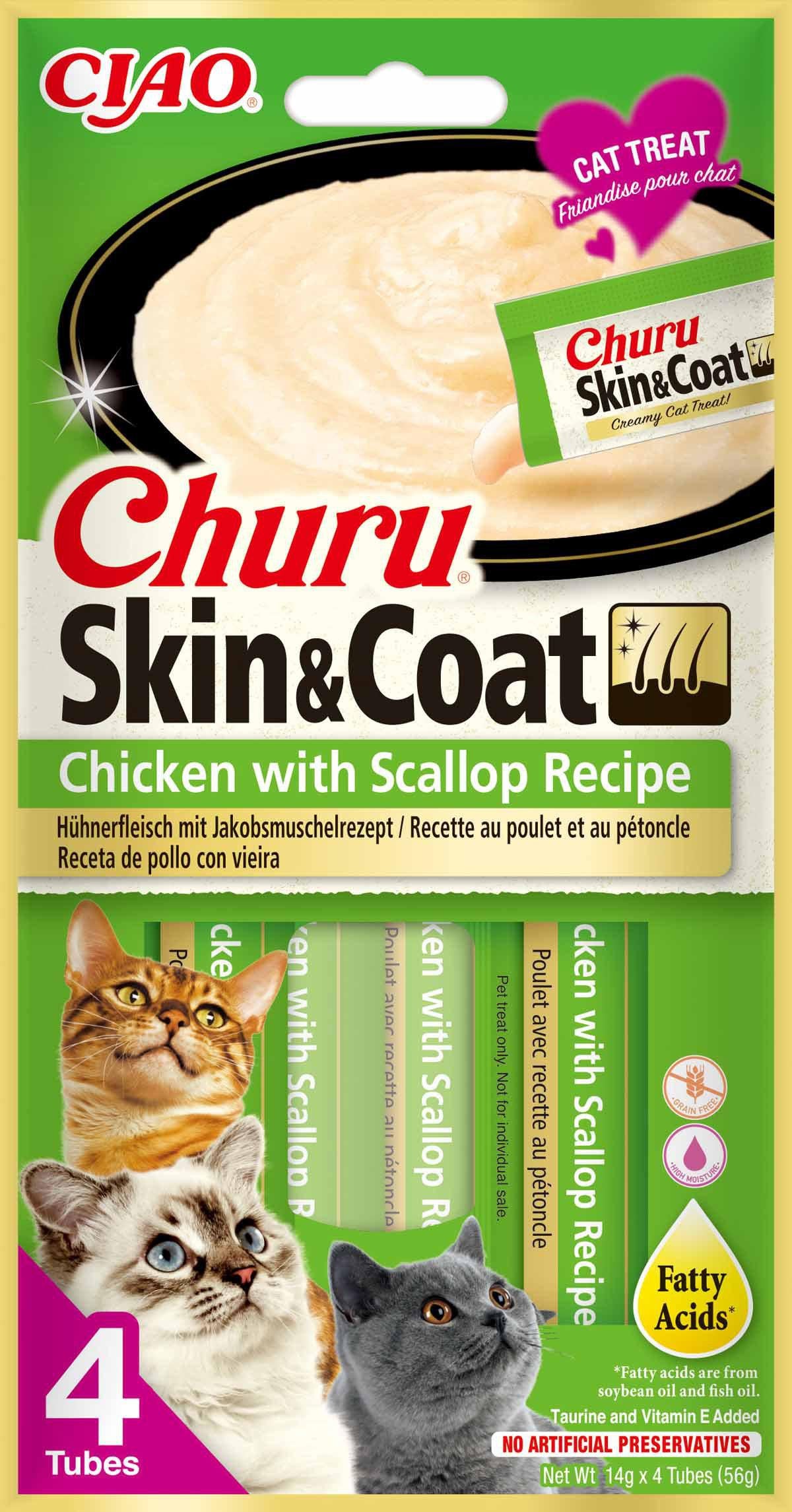 Churu Skin & Coat Chicken & Scallop 4St
